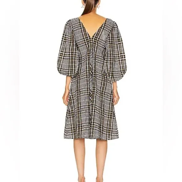GANNI Seersucker Checked Dress